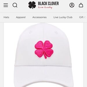 Live lucky white hat with hot pink clover